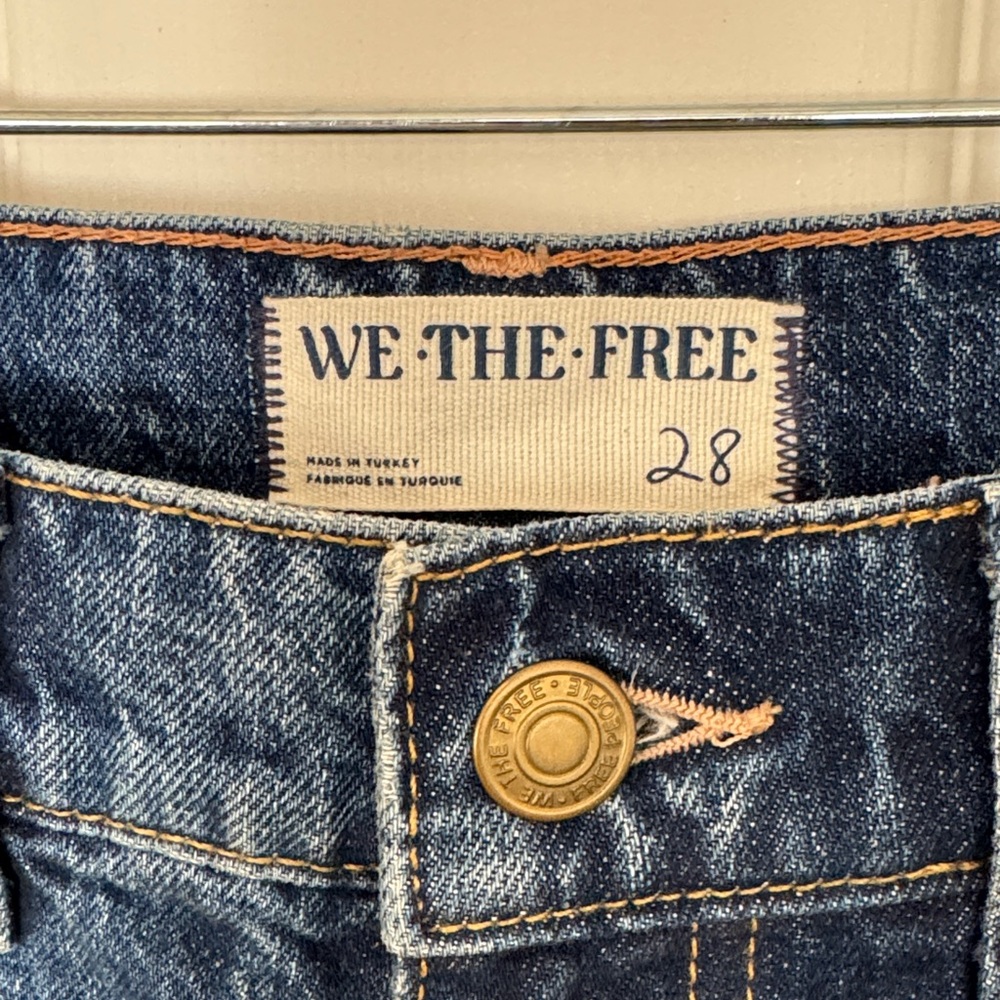 Free People - We The Free Dark Blue Wide-leg Denim NWOT - Picture 2 of 11